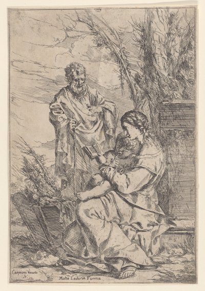 本を読んでいる聖母と聖家族、1640-60。 作： Giulio Carpioni