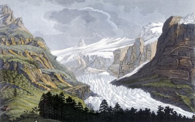 スイスのグリンデルヴァルトの氷河 - 「「古代と現代の衣装」」、フェラーリオ編。 ミラノ 作： Giulio Ferrario
