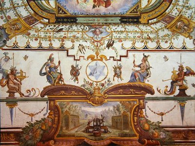 Stanzino delle Matematicheの天井パネル（テンペラのあるフレスコ画）（254070および254072-3を参照） 作： Giulio Parigi