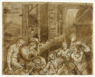 羊飼いの崇拝：上半分 作： Giulio Romano