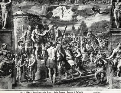 コンスタンティヌスの十字架のビジョン、サラディコスタンティーノ、Raphael Rooms 作： Giulio Romano