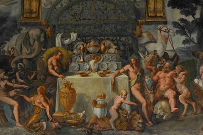 アモールとプシュケの部屋からのフレスコの詳細、1562年-1534年 作： Giulio Romano