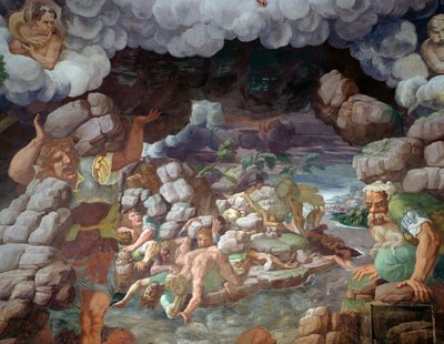 山の崩落で打撃を受ける反乱軍の巨人たち 作： Giulio Romano