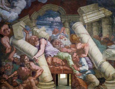 ビルの倒壊により倒された反乱軍の巨人たち 作： Giulio Romano