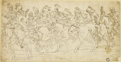 行進中のローマ騎兵隊 作： Giulio Romano