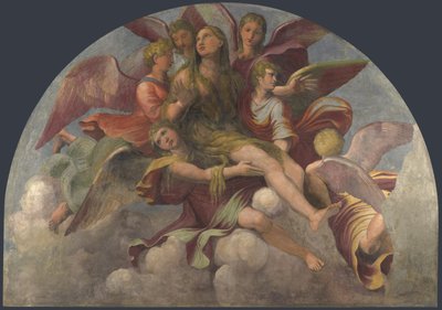 天使によって生まれた聖マグダラのマリア、1521年頃。 作： Giulio Romano