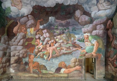サラデイギガンティ、木星の落雷による巨人の破壊の詳細、1536のフレスコ画78482 作： Giulio Romano