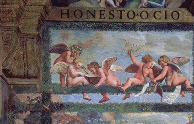 素朴な宴会、Sala di Amore e Psicheからのputti作曲の詳細、78428からの1528フレスコの詳細 作： Giulio Romano