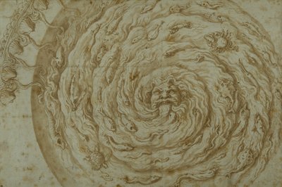 The Stream Oceanus」（紙にペン、茶インク、ウォッシュ 作： Giulio Romano