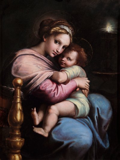 A Virgem e o Menino, c.1517-19 (óleo sobre painel) 作： Giulio Romano