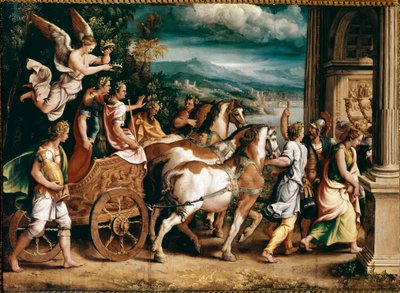 タイタスとヴェスパシアヌスの勝利」（絵画、1537年頃 作： Giulio Romano