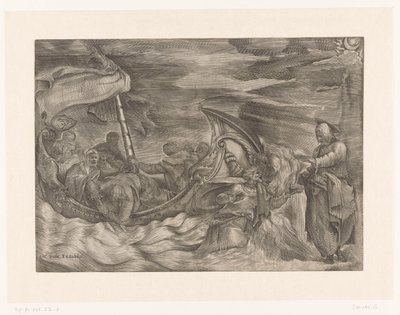 水の上を歩くキリスト 作： Giulio Sanuto (attributed to)