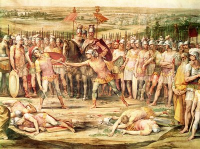 ホラティウスとクリアティウスの戦い (フレスコ画) 作： Giuseppe Cesari