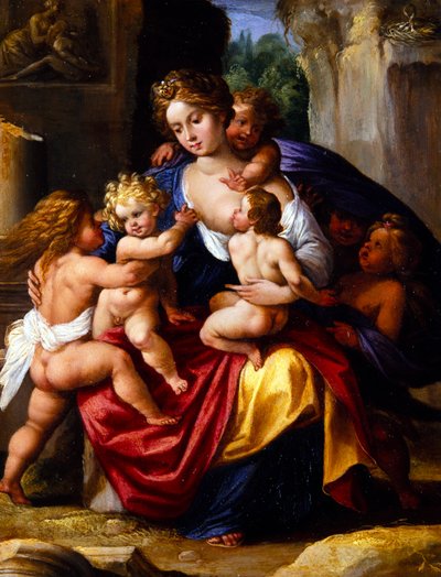 チャリティー（金属に油彩） 作： Giuseppe (1568 1640) Cesari