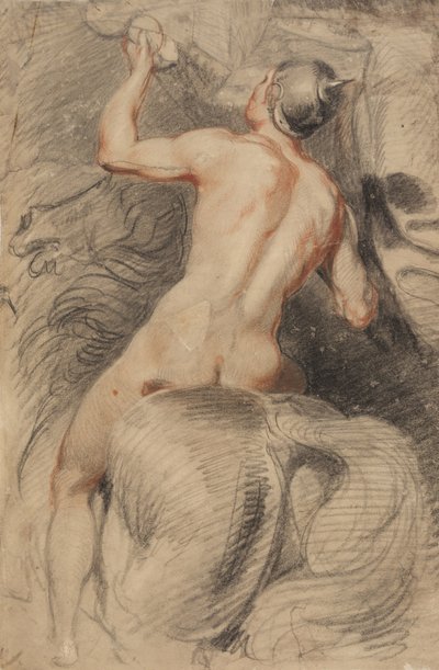 後ろから見た乗馬のライダー 作： Giuseppe (1568 1640) Cesari