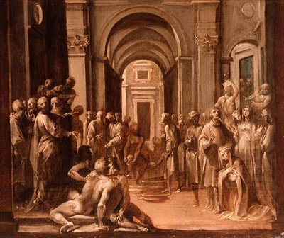 貧乏人と病人の間で聖ローレンス、フレスコ画のモデル 作： Giuseppe Cesari