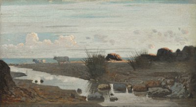 牛が草を食むリド、1862-63年頃（油彩・パネル） 作： Giuseppe Abbati