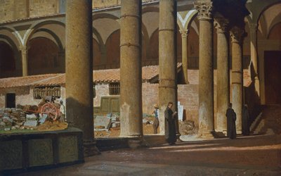 聖クローチェの回廊、1862年頃、ジュゼッペ・アバッティ（1836-1868）作、キャンバスに油彩、イタリア 作： Giuseppe Abbati