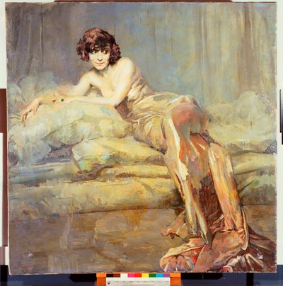 「灰色の服を着た女性の肖像」またはマリア・メラート（絵画 作： Giuseppe Amisani