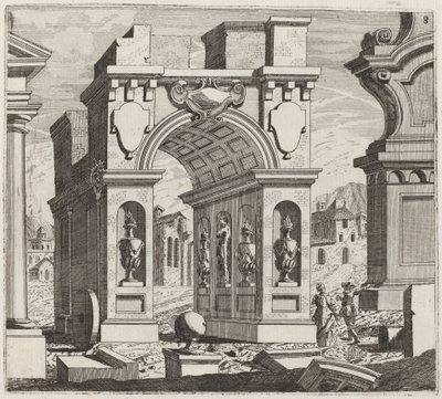 凱旋門のある建築ファンタジー 作： Giuseppe Antonio Landi