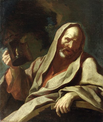 ディオゲネス（紀元前412〜323年頃）とランタン、1720年頃 作： Giuseppe Antonio Petrini