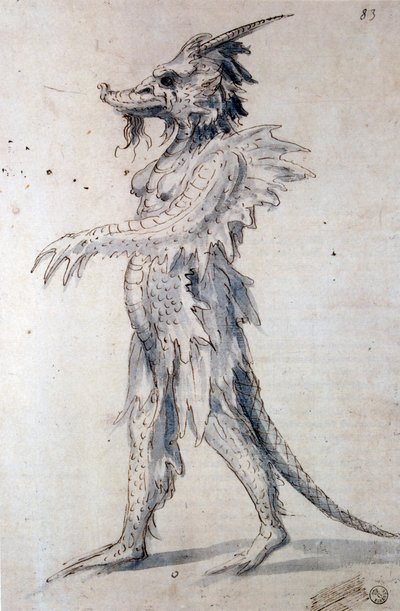 ドラゴンの衣装の衣装デザイン、16世紀 作： Giuseppe Arcimboldi