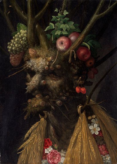 一つの頭の中の四季、c。 1590年。 作： Giuseppe Arcimboldi