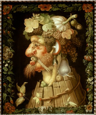秋の絵 ジュゼッペ・アルチンボルド（1527-1593） 16世紀 日0.76x0.63 m 「秋。ジュゼッペ・アルチンボルド(1527-1593)の絵画 作： Giuseppe Arcimboldo