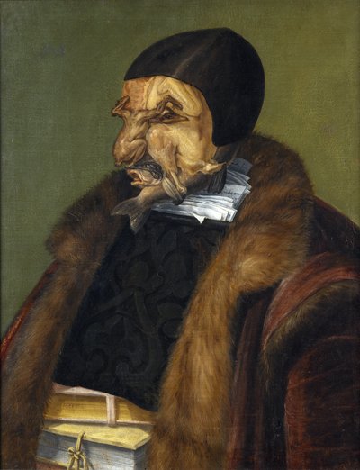 "Le Juriste" Giuseppe Arcimboldi (Arcimboldo) (1527-1593) の Peinture 1566 Dim.64x51cm、ストックホルム国立博物館 作： Giuseppe Arcimboldo