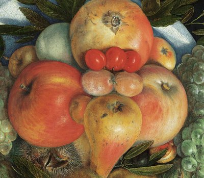 果物で構成された男性の可逆的な擬人化肖像 作： Giuseppe Arcimboldo