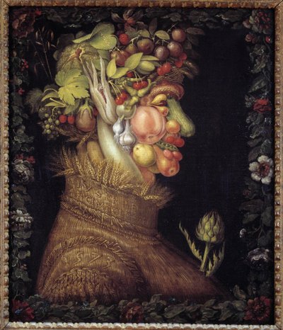 ザ・サマー季節についてのアレゴリー。ジュゼッペ・アルチンボルド（1527-1593）の絵画。ルーヴル美術館 作： Giuseppe Arcimboldo