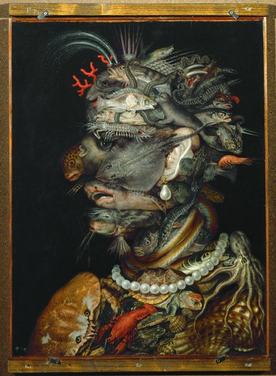 水、寓意（石灰木に描く） 作： Giuseppe Arcimboldo