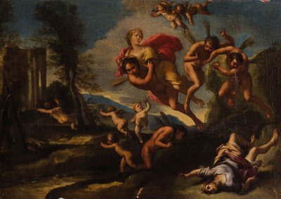 オリシアを誘拐するボレアス。 作： Giuseppe Bartolomeo Chiari