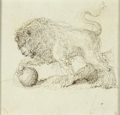 ボールを持つライオン 作： Giuseppe Bernardino Bison