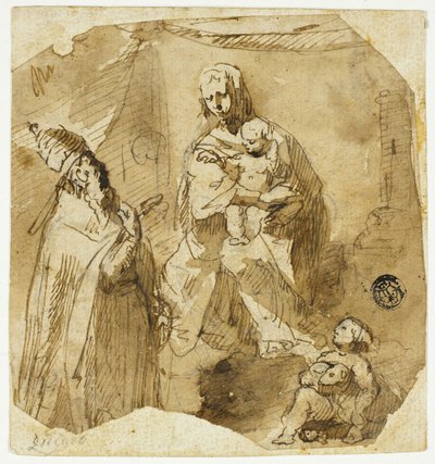 聖母子と洗礼者ヨハネ、聖人像 作： Giuseppe Bernardino Bison
