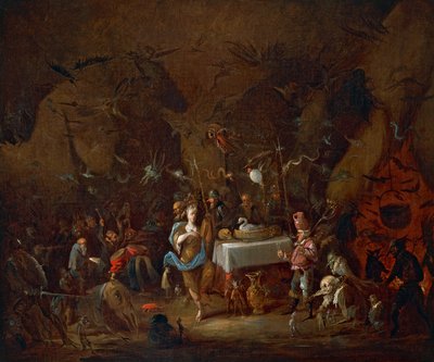 ジュゼッペ・ベルナルディーノ・ビソン（1762-1844）作、油彩・カンヴァス、イタリア「魔女たちの出会い 作： Giuseppe Bernardino Bison