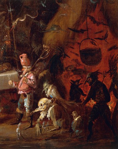 ジュゼッペ・ベルナルディーノ・ビソン（1762-1844）作、油彩・カンヴァス、細部、イタリア、「魔女たちの出会い 作： Giuseppe Bernardino Bison