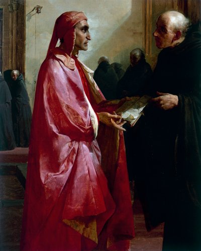 ダンテ(1265-1321)とフラ・イラリオの出会い 作： Giuseppe Bertini