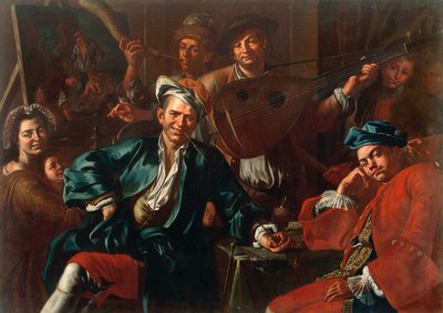 ジュゼッペ・ボニート（1707-1789）の「画家のアトリエ」（1740年頃 作： Giuseppe Bonito