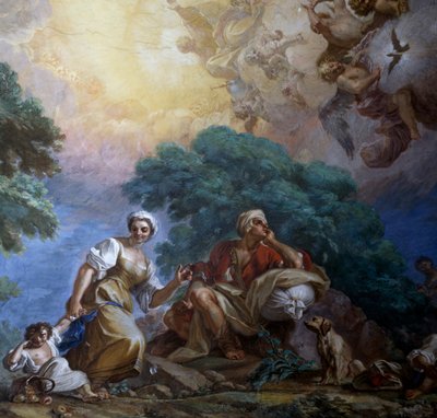 ジュゼッペ・ボニート（1707-1789）作、フレスコ画、ポルティチ王宮、イタリア、カンパニア州 作： Giuseppe Bonito