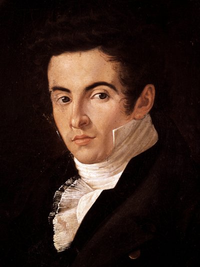 作曲家Vincenzo Bellini（1801-1835）の肖像。ジュゼッペ・カンマラーノ（1766-1850）の絵画。ナポリ、サンマルティーノ国立博物館(Museo Nazionale di San Martino) 作： Giuseppe Cammarano