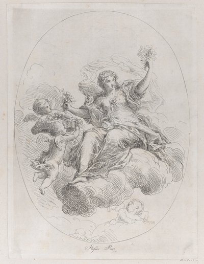 ステファノ・ポッツィ作の雲の上のアレゴリー図。 1745-1802。 作： Giuseppe Canale