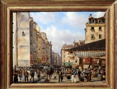 1828年のレザールとトネレリー通り：19世紀のパリの風景。ジュゼッペ・カネラ（1788-1847）の絵画 作： Giuseppe Canella