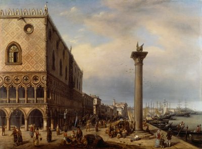 ジュゼッペ・カネラ (1788-1847) 作、ベニスのリヴァ・デッリ・スキアヴォーニ (歩道) 作： Giuseppe Canella