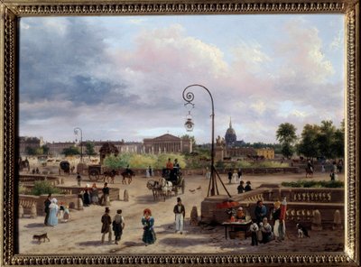 ルイ16世広場（現在のコンコルド広場）の眺め ジュゼッペ・カネラ（1788-1847）の絵 1829年 日0.29x0.4 m パリ、カルナヴァレ美術館 作： Giuseppe Canella
