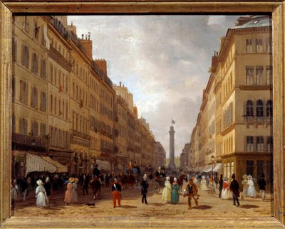 ジュゼッペ・カネラ（1788-1847）の絵画「パリのラ・ペ通りの眺め」 1830年 日。0,31x0,16 m Paris, Musee Carnavalet - パリのラ・ペ通りの眺め。ジュゼッペ・カネラ(1788-1847)の絵画 作： Giuseppe Canella