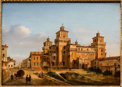 フェラーラ城（油彩・パネル） 作： Giuseppe Chittò Barucchi