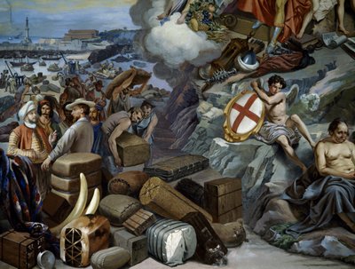 ジュゼッペ・イソラ(1808-1893)が描いたリグーリアの貿易、イタリア 作： Giuseppe Isola