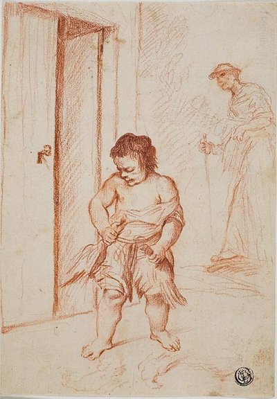 2 つの図の研究 (reto); 断片的なコピー (裏面) 作： Giuseppe Maria Crespi