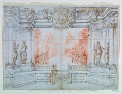 デッサン、舞台美術：バレエ・セレ、1674年 作： ジュゼッペ・マリア・ミテリ